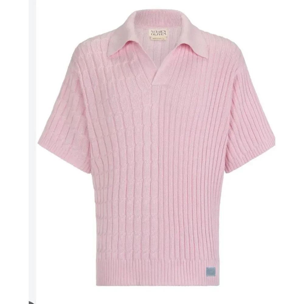 NWT Reuben Oliver The Double Stitch Tennis Collar Shirt In Pink